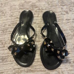 Valentino garavani rockstud Black and Gold Studded Sandals